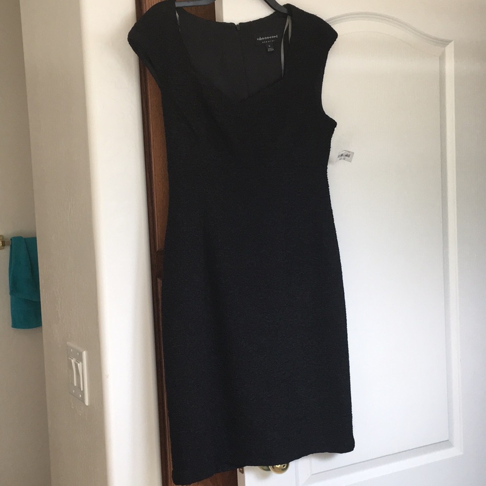 New Connected Apparel Little Black Crinkle  Dress